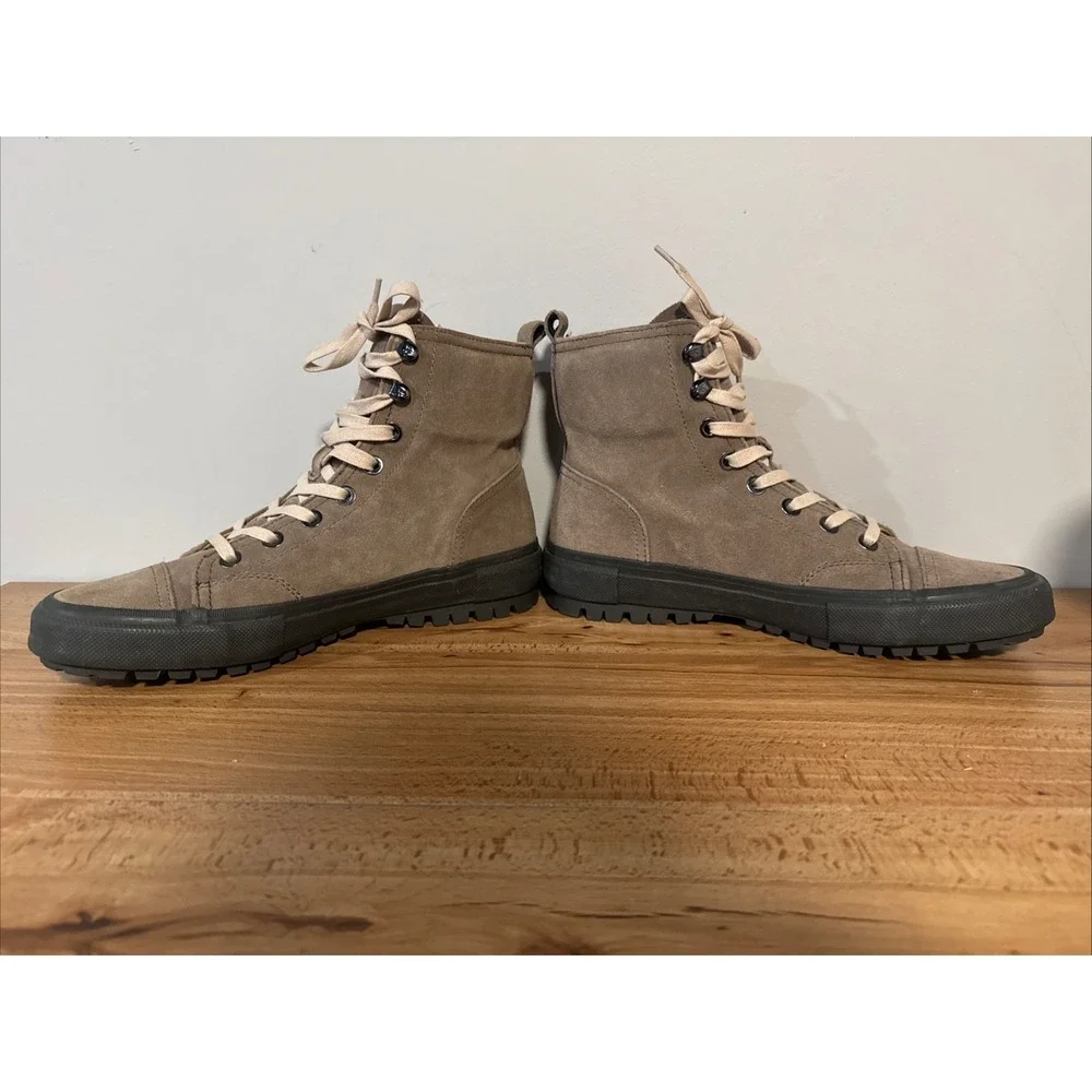 Frye Ryan Military Boots High Top Sneaker Shoes Infantry Tan Gray Men's Size 10